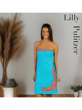 LILLY PULITZER Bowen Embroidered Laroc Panel
Strapless Dress